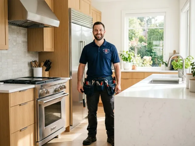 Appliance Repair Hero technician in a Boonton, NJ kitchen after an appliance repair